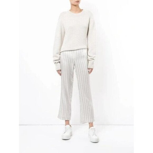 Maggie Marilyn Off white Silk Somewhere Striped Drawstring Pants $577 Size 6 - Picture 1 of 8